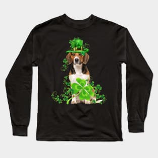 Lucky Beagle Shamrock St Patrick's Day Long Sleeve T-Shirt